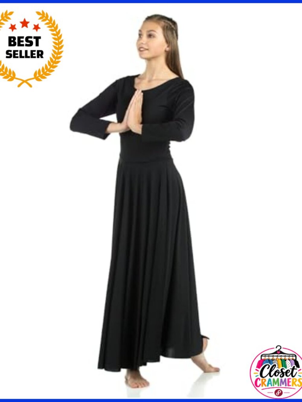Danzcue Praise Dance Dress Loose Fit Maxi Long Sleeve Polyester Spandex